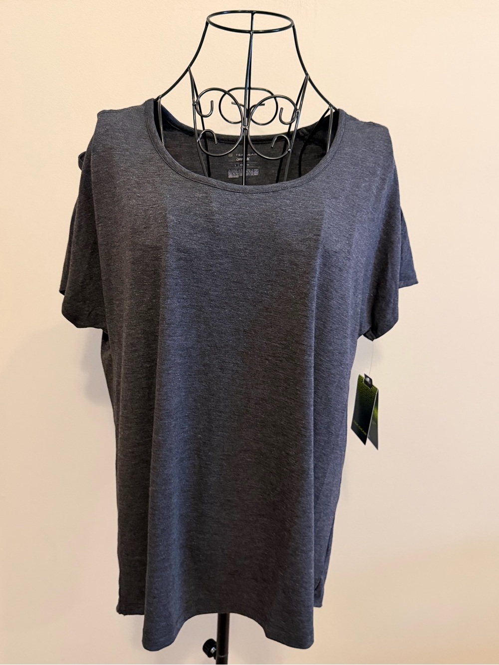 Tek Gear DRYTEK Women's Gray Stretch Scoop Neck Short Sleeve T-Shirt Size L NWT
